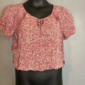Pink Rose pink floral crop top